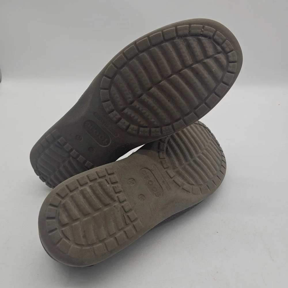 Crocs Size 10 Santa Cruz 2 Luxe Slip On Men's Standard Fit Loafer Gray and Brown